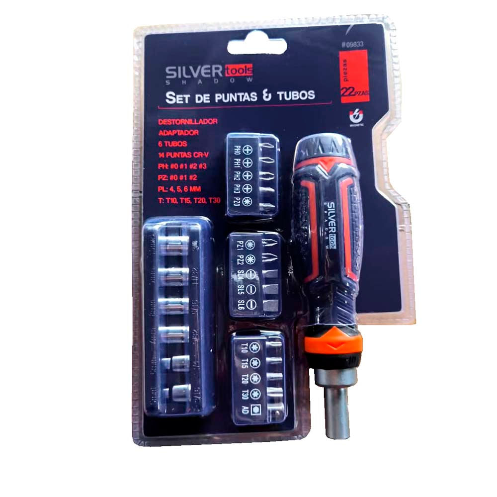 Juego Set De Puntas Y Tubos Silver Shadow - 22 Piezas - imagen del producto